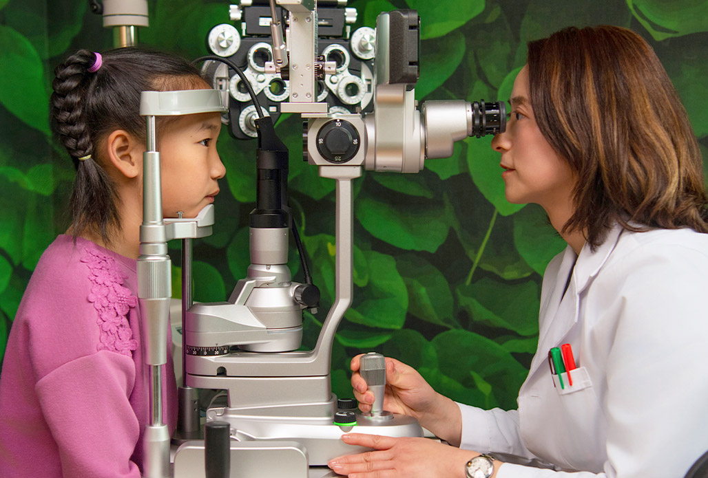 Asian Girl during Myopia Exam in Treehouse Eyes