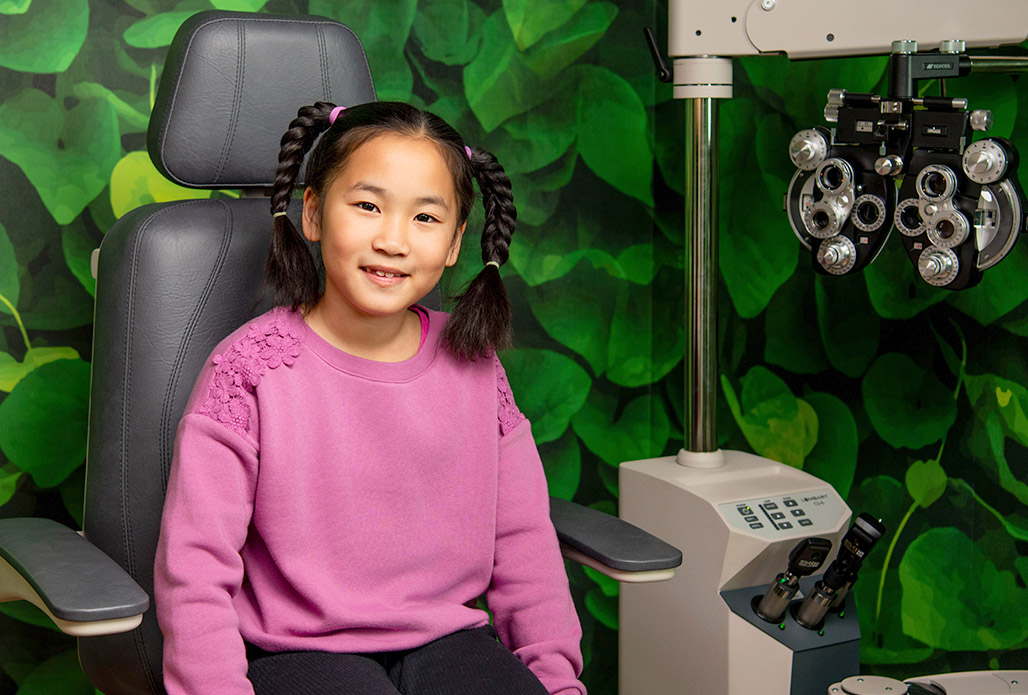 Asian Girl before Myopia Eye Exam at Treehouse Eyes