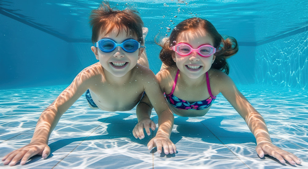 A couple of kids swimming
