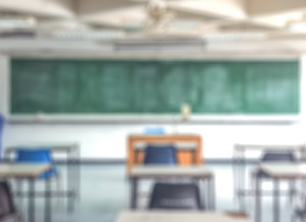 An empty classroom in Tulsa, OK, highlighting the importance of clear vision for a child's success in school.