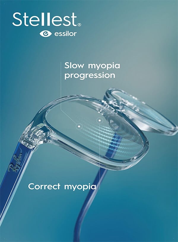 Stellest myopia control eyeglasses for children, available at our Tulsa, OK clinic.